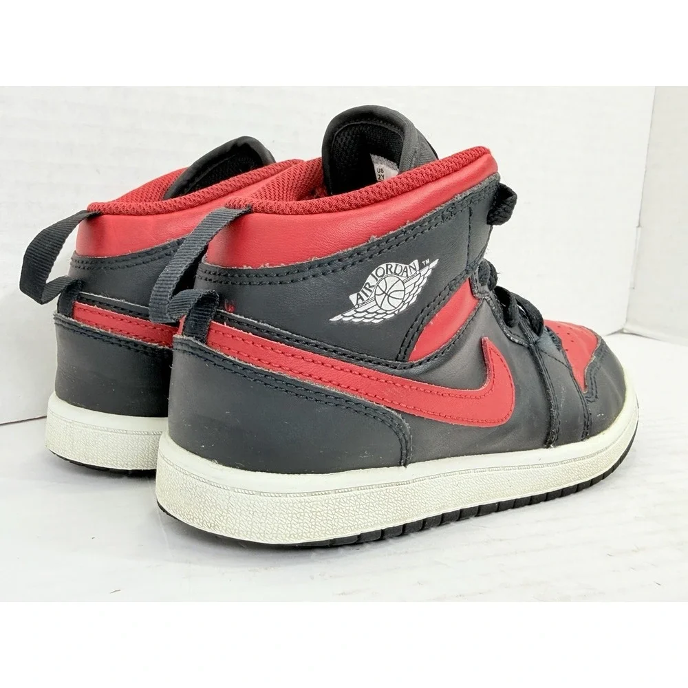 Nike Air Jordan 1 Mid Bred Twist Black Red GS Youth 2Y DQ8424-067